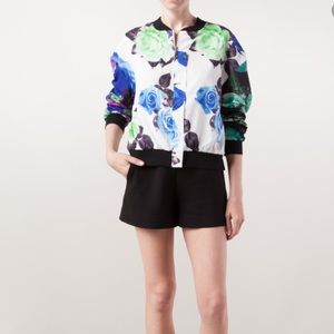 Shakuhachi White Rose Block Bomber jacket